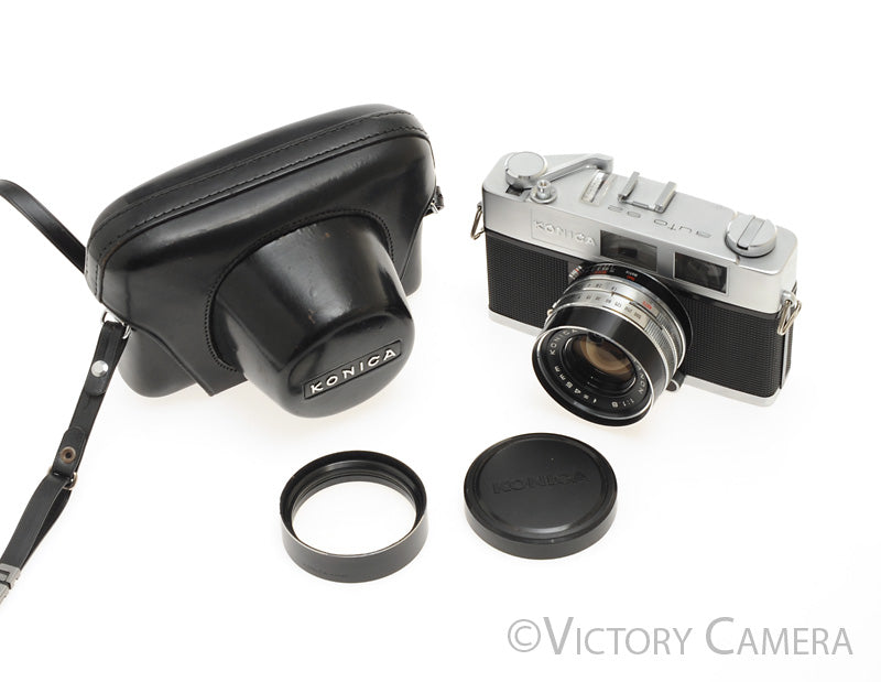 Konica Auto S2 Chrome 35mm Rangefinder w/ 45mm f1.8 Lens -New Seals- [