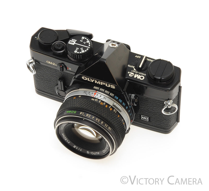 Olympus OM-2N Black 35mm SLR Film Camera w/ 50mm F1.8 Lens -New Seals-