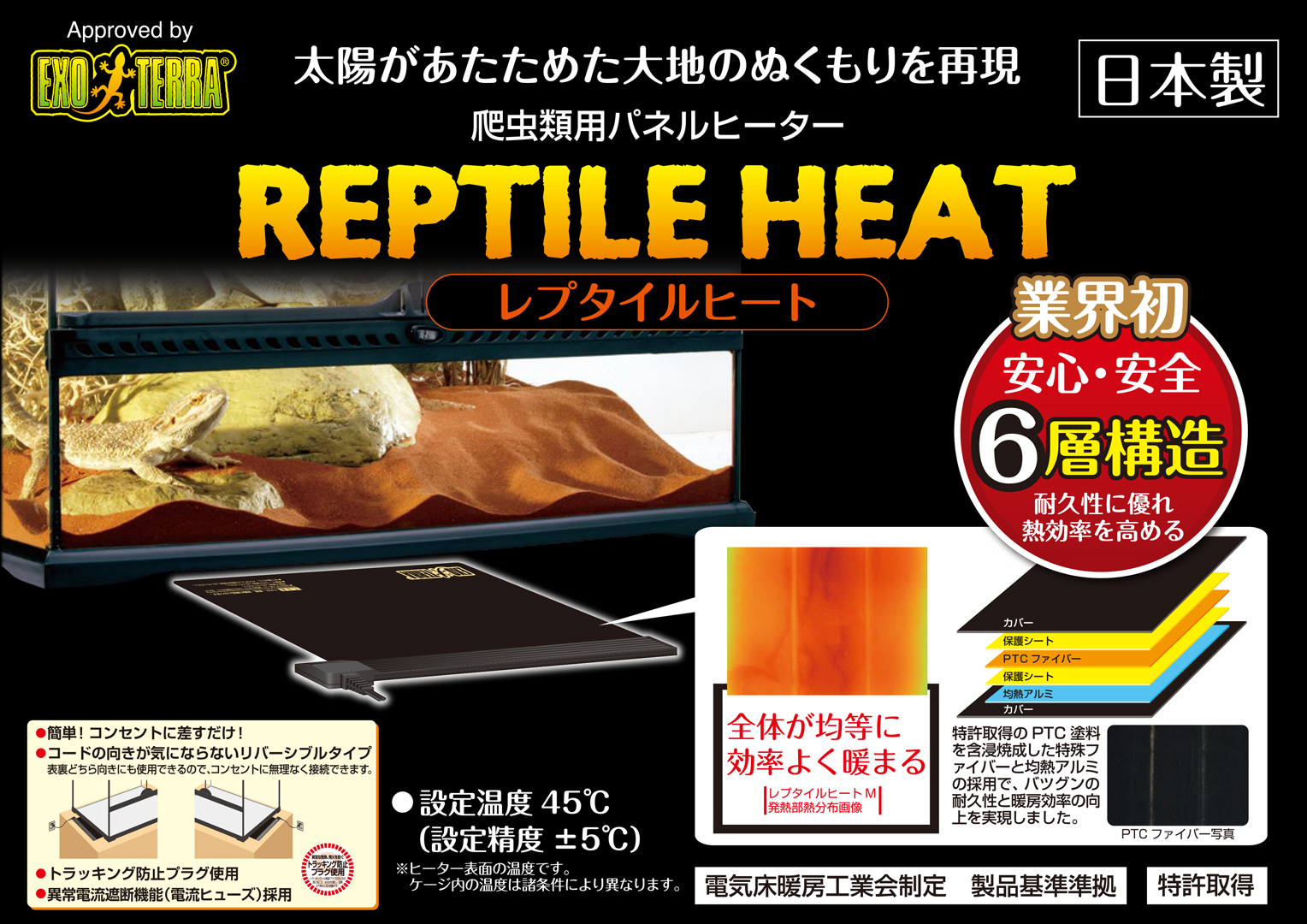 レプタイルヒートM エキゾテラ 爬虫類用パネルヒーター 販売 通販
