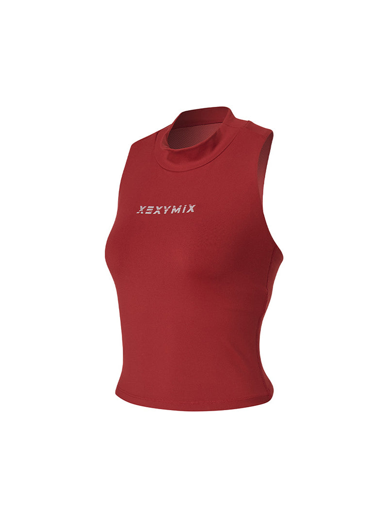 モックネック ロゴポイント クロップド丈 ブラトップ