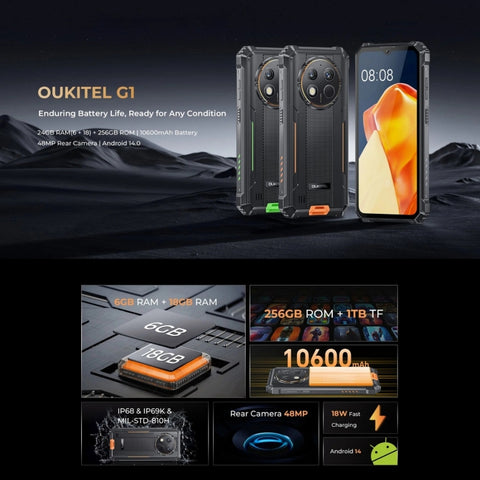 Oukitel G1 Rugged Phone Dual SIM 6GB+256GB – XTECHZ+