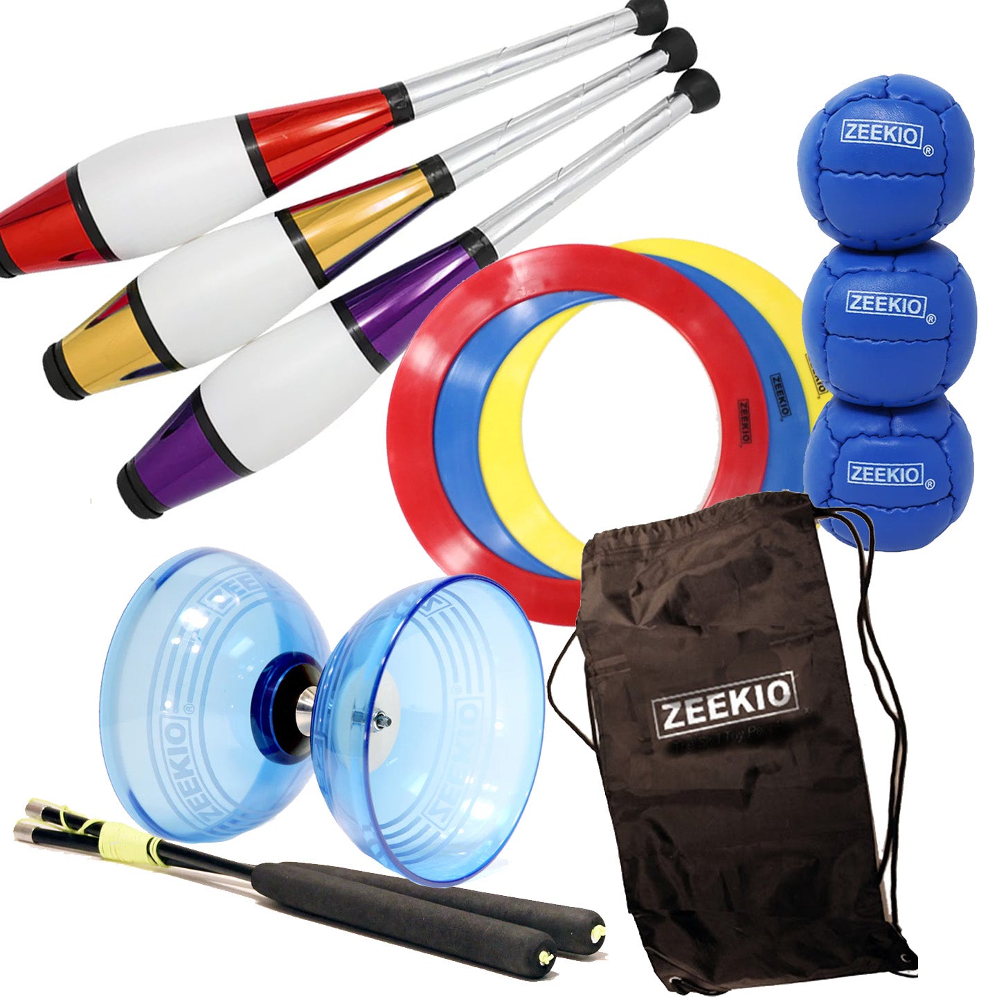 Zeekio Professional Juggling Kit - Including Juggling Clubs