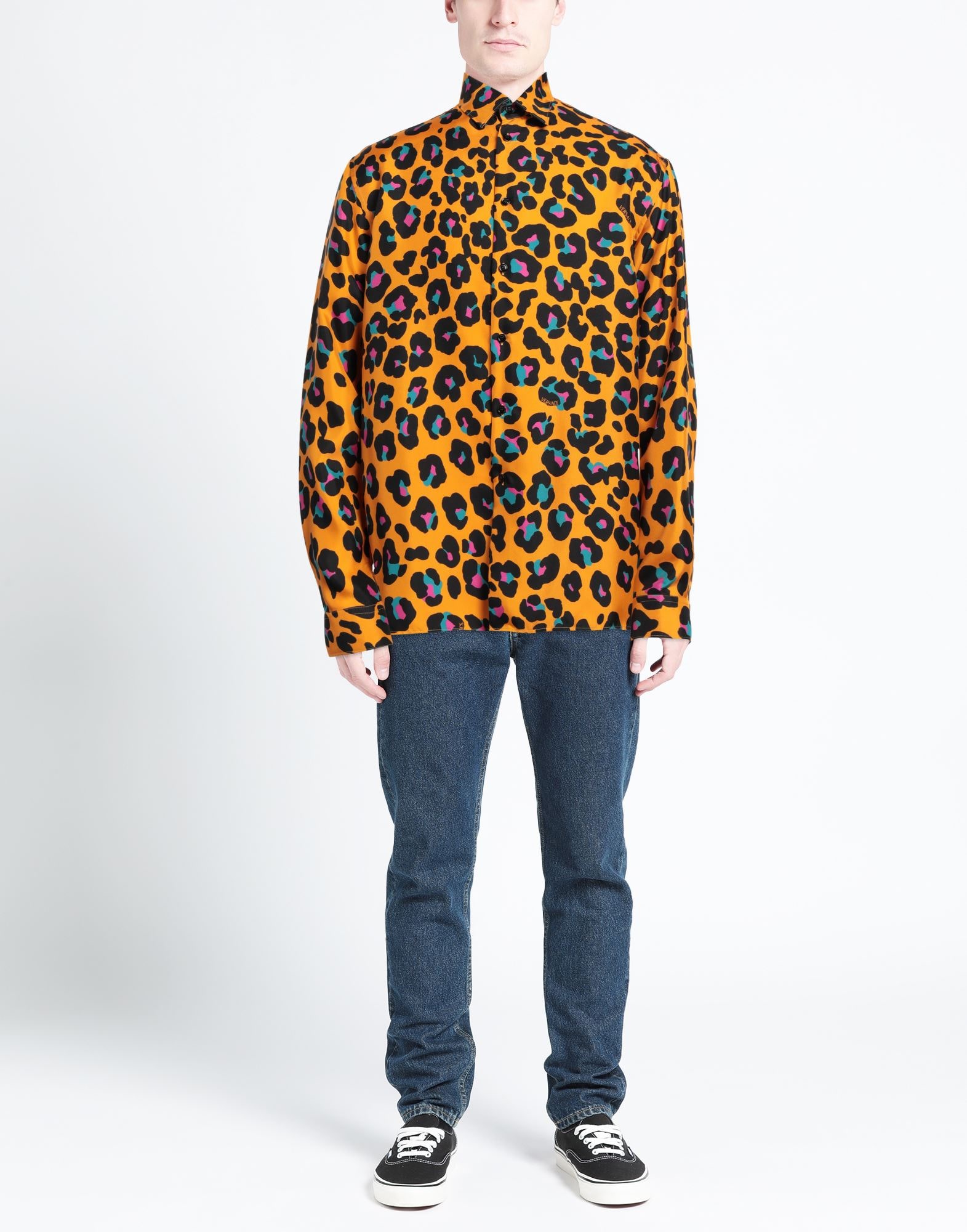 VERSACE Shirts | Orange Men's Patterned Shirt | YOOX
