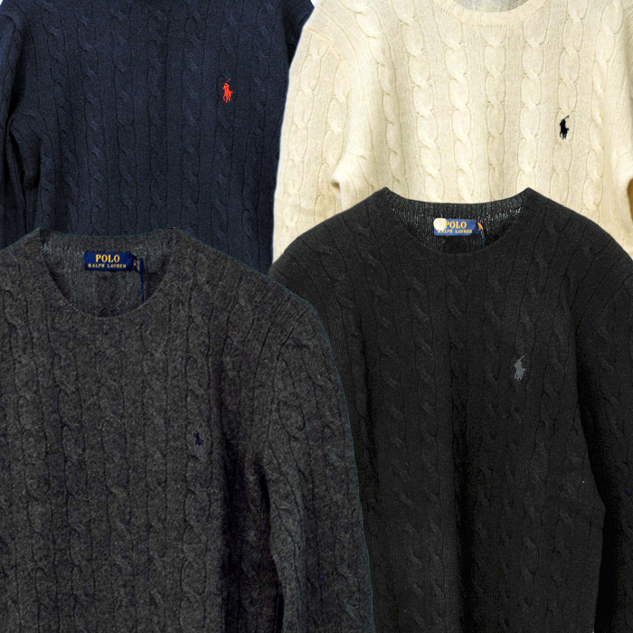 POLO ラルフローレンカシミヤ混 ケーブル ウールセーター送料無料