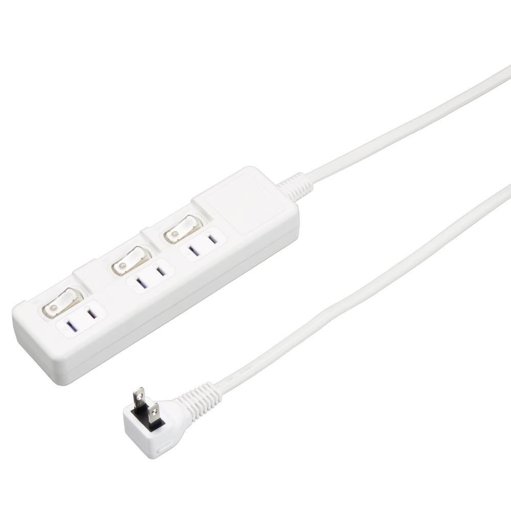 3個口節電タップ1mホワイト｜YAZAWA CORPORATION