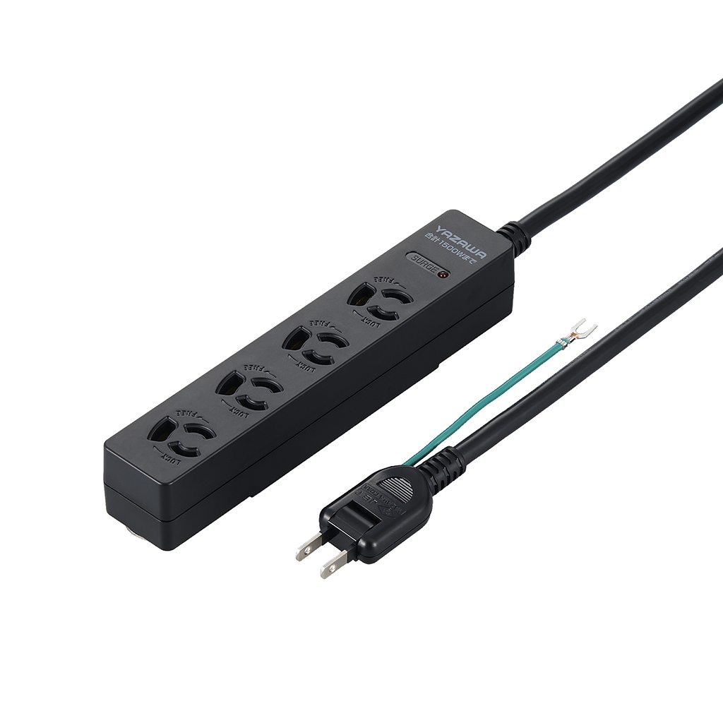 雷ガード付4個口節電タップ2mブラック｜YAZAWA CORPORATION