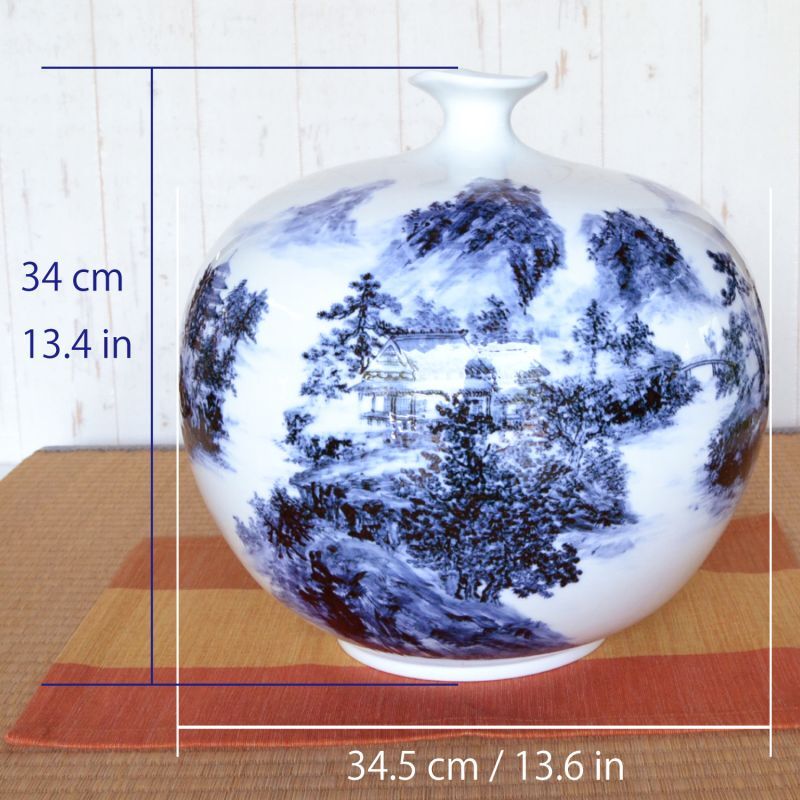 有田焼やきもの市場 | 有田焼 大作「染付山水 大花瓶」 真右エ門窯