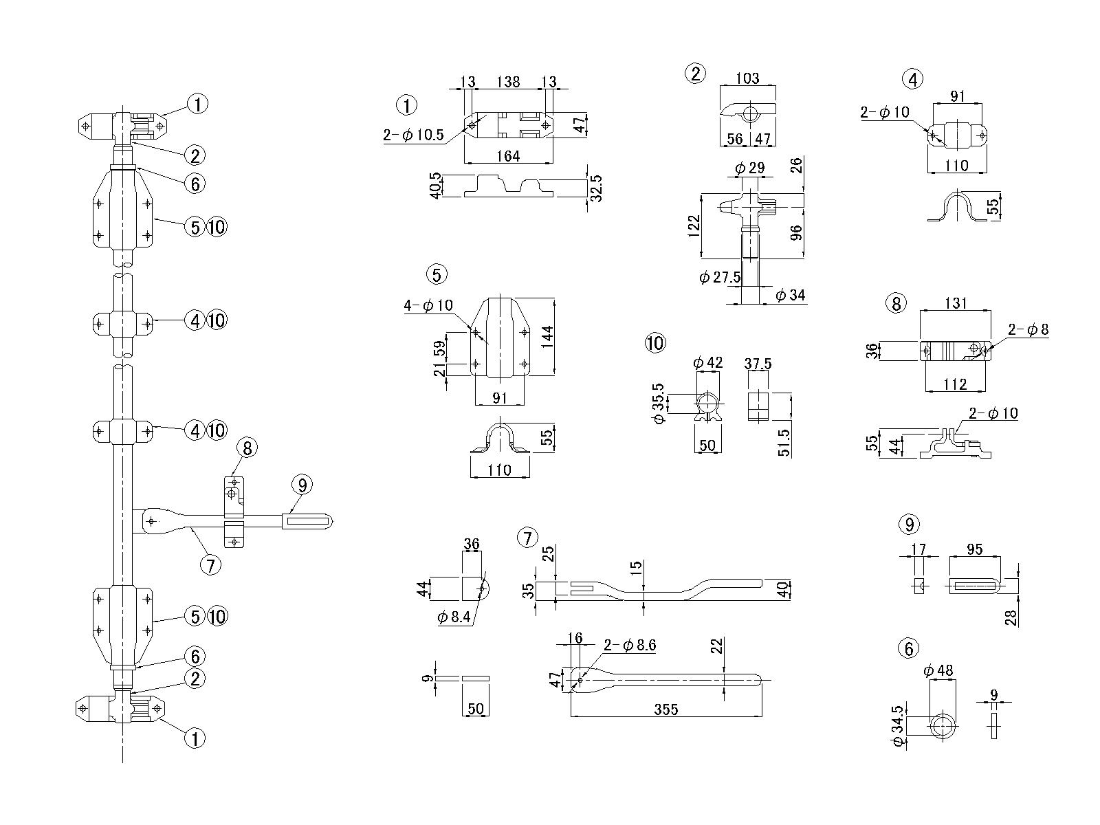 ステンレスハンマーロックAセット φ34用(パイプ無) - トラックボディ