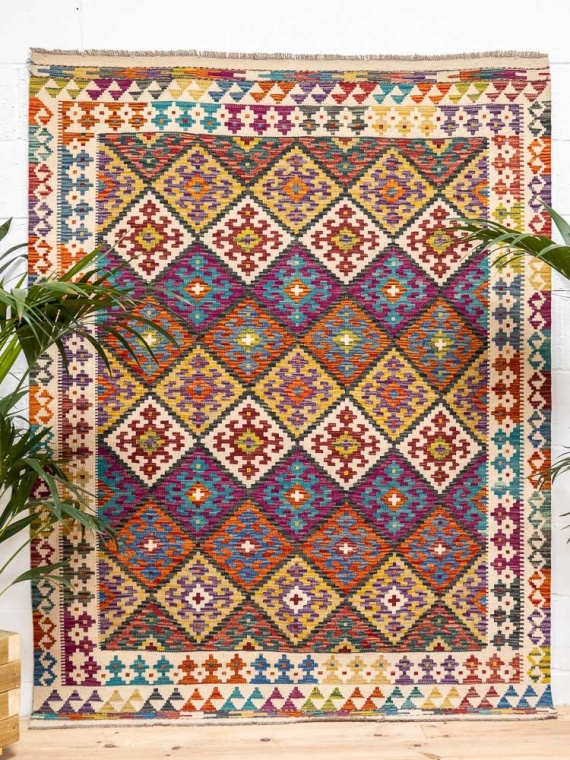Afghan Vegetable Dyed Kilim Rug 155x200cm With Classic Design