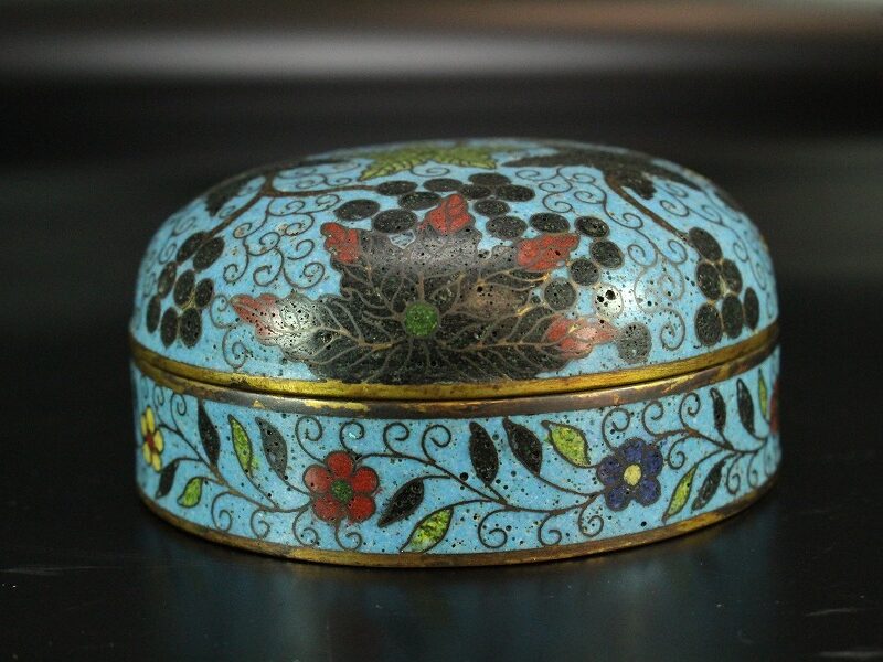 中国美術 粉彩 竹林七賢人図 蓋物（大香合）／玩玉】 中国美術 粉彩