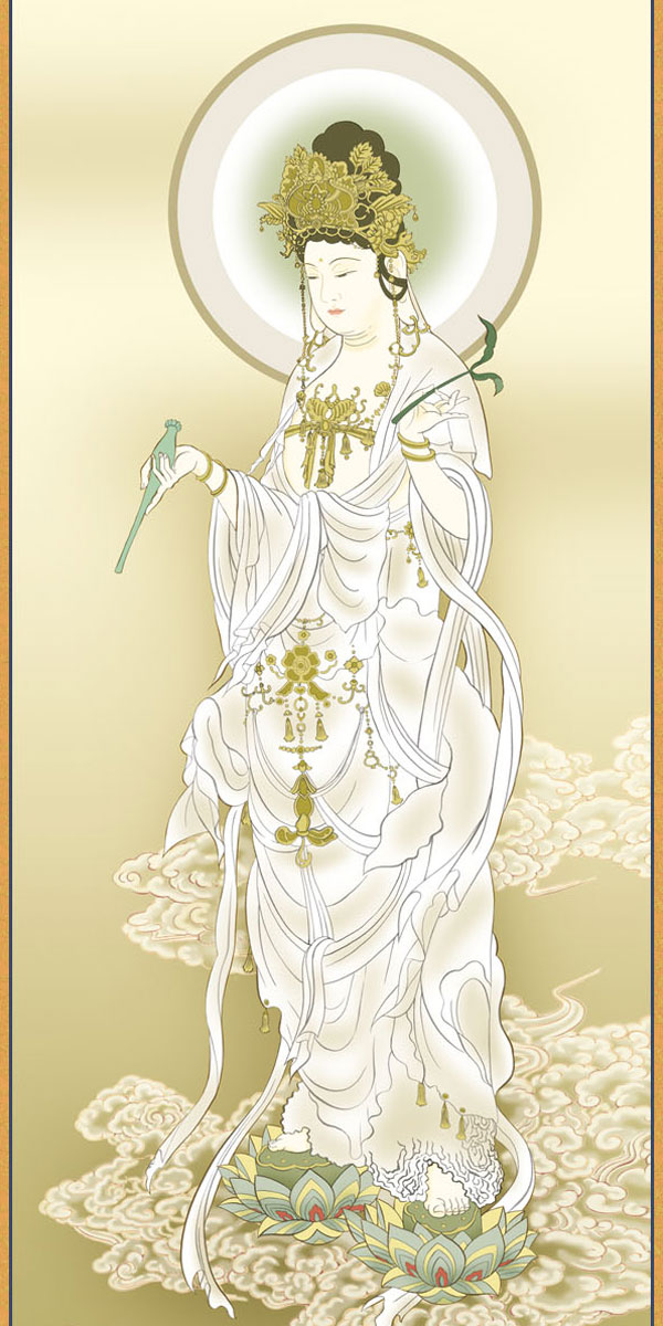 仏画 観音様の掛け軸 井川洋光作 白衣観音