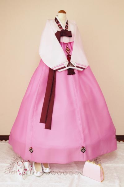 43_チマチョゴリレンタル韓服化繊_バスト87～97cm_身長+靴高さ166