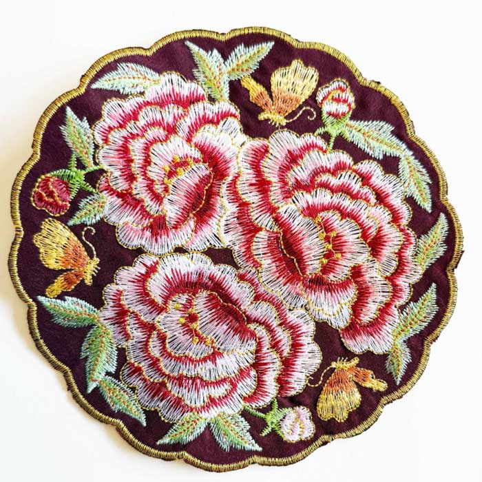 韓国 伝統 刺繍 ワッペン ホ 牡丹と蝶 中サイズ チョゴリ ベスト