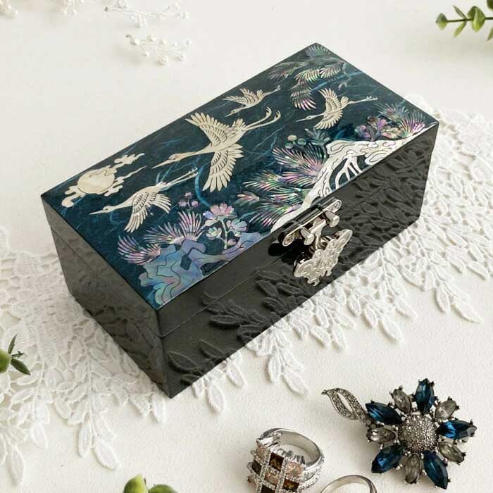 螺鈿の高級ジュエリーボックス・韓国高級螺鈿宝石箱-青鶴 名刺入・小物