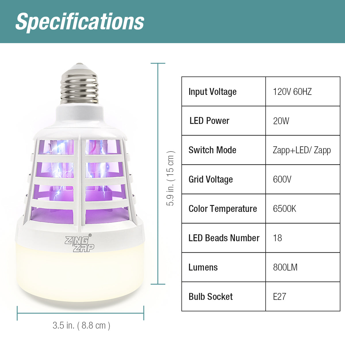 Dual-Function Mosquito Zapper LED Light Bulb – ZingZapUSA