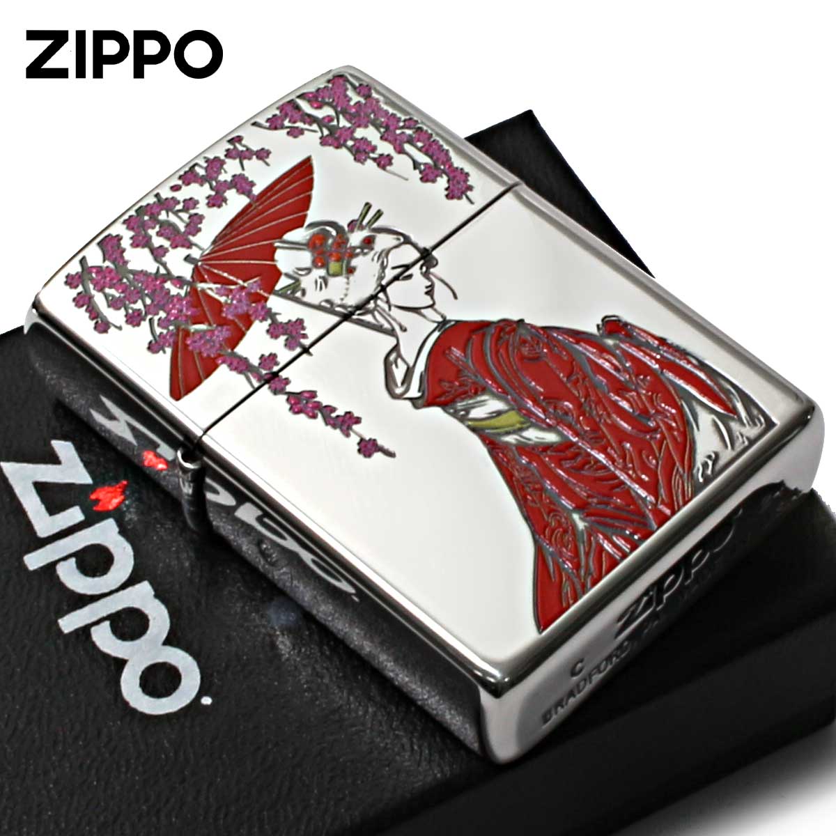 Zippo ジッポー 芸者 GEISHA 和柄 紅色 1201S899｜Zippo専門店