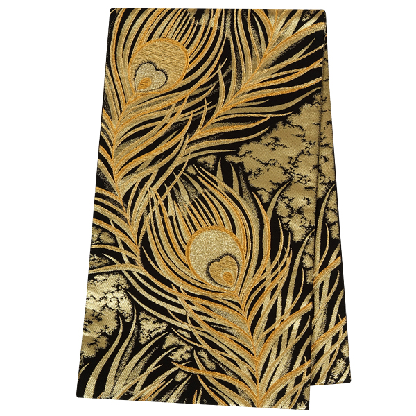 帯単品：B1392 ｜ 振袖用帯 黒 金の孔雀羽│ 帯単品レンタル │ 京都