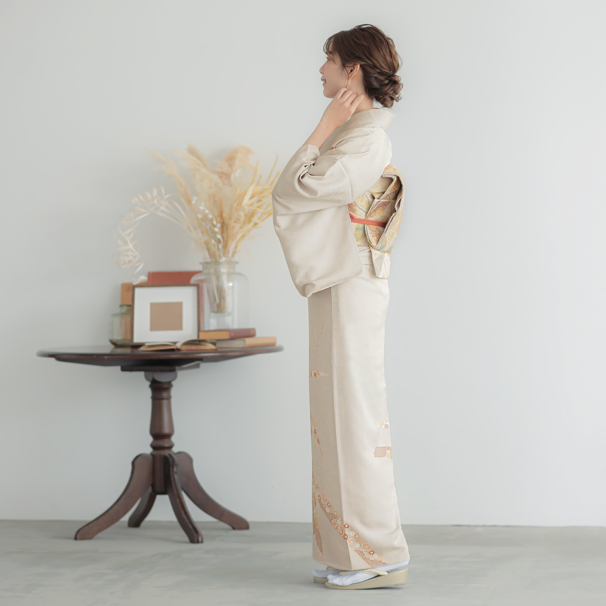 訪問着：H1348 桂由美 グレー 梅に竹| 訪問着レンタル │ 京都着物