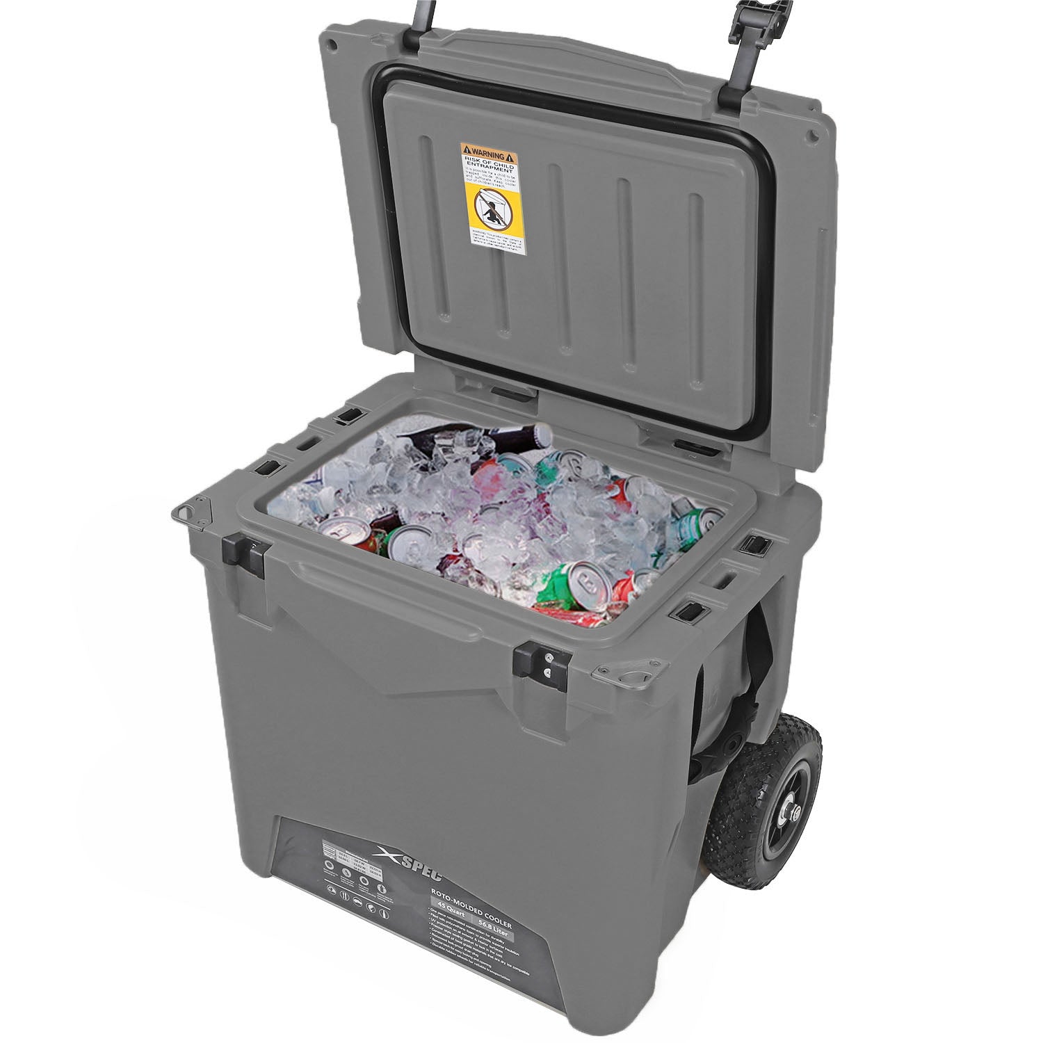 Xspec 45 Quart Towable Roto Molded Ice Chest Outdoor Cooler with