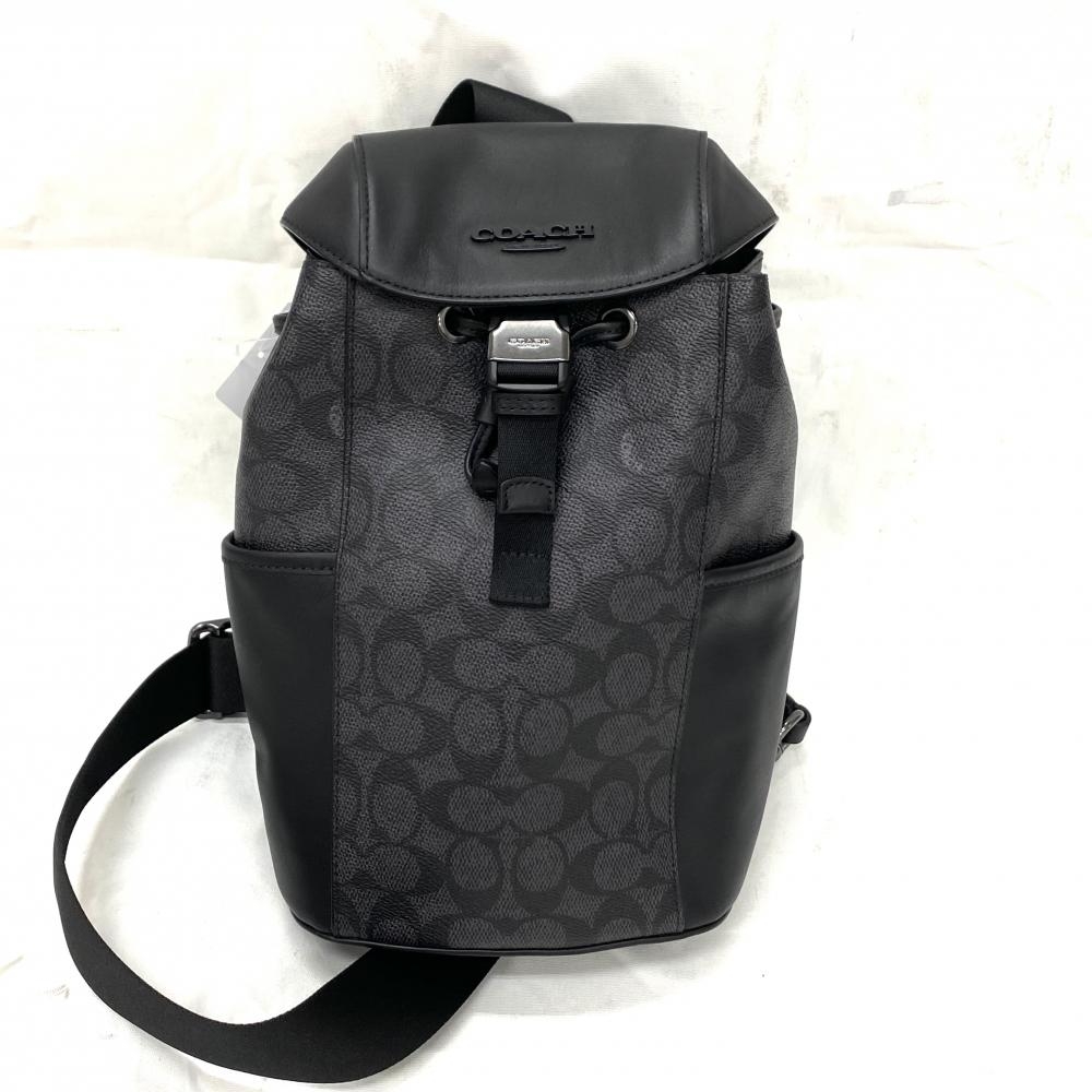 コーチ/ボディバッグ/ボディバッグ/PVC×レザー/シグネチャー/ブラック