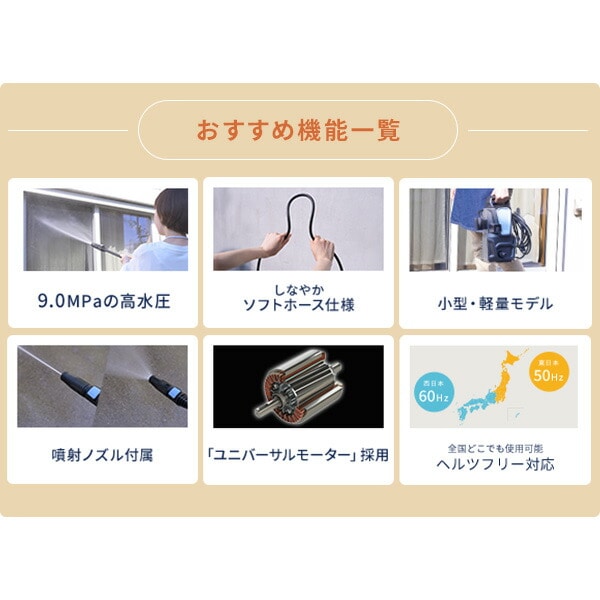 高圧洗浄機 業界最軽量 強力噴射 9MPa ZHPA-129 山善 | 山善ビズコム