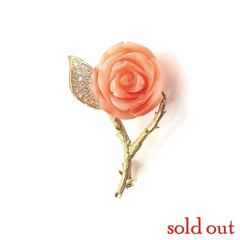 艶やかな桃色が美しい薔薇ブローチ – 柳澤商会 ジュエリーカタログ