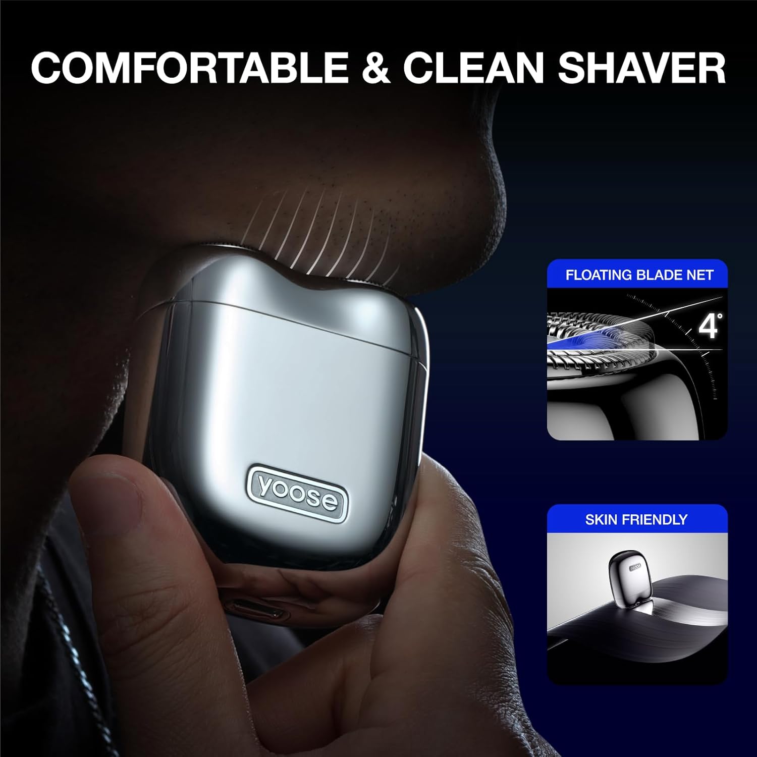 yoose Portable Alloy Mini Electric Shaver for Men,USB-C Travel