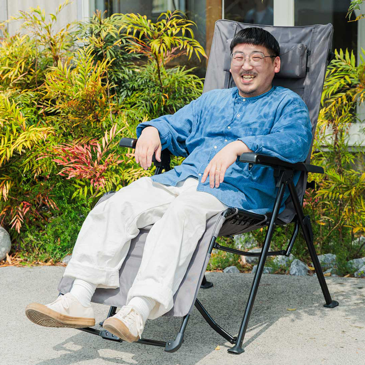 クイックキャンプ リクライニングチェア ハイバック 無段階調整 折りたたみ