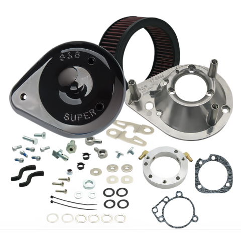 S&S□クラシックティアドロップ エアクリーナーキット グロスブラック