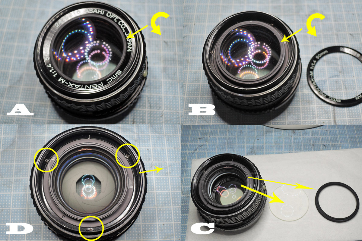 ペンタックス「smc PENTAX-M 50mm F1.4」分解清掃・バルサム切れ修理
