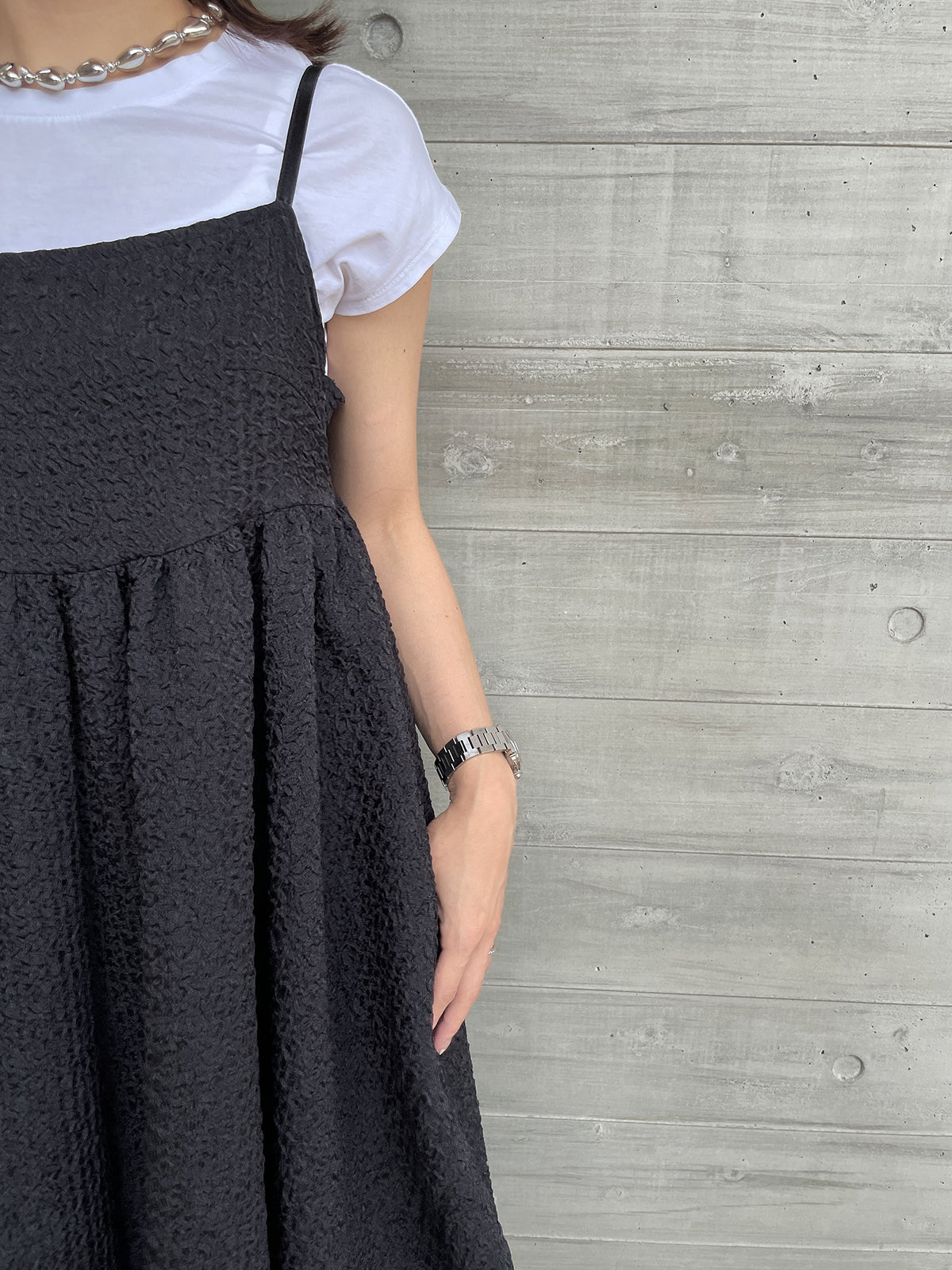 Jacquard Camisole One piece Black / ジャガード キャミソール