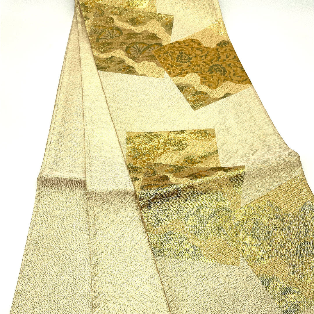 リサイクル着物】袋帯 本佐賀錦 岡野 武一郎 438cm 正絹 Sランク 六通