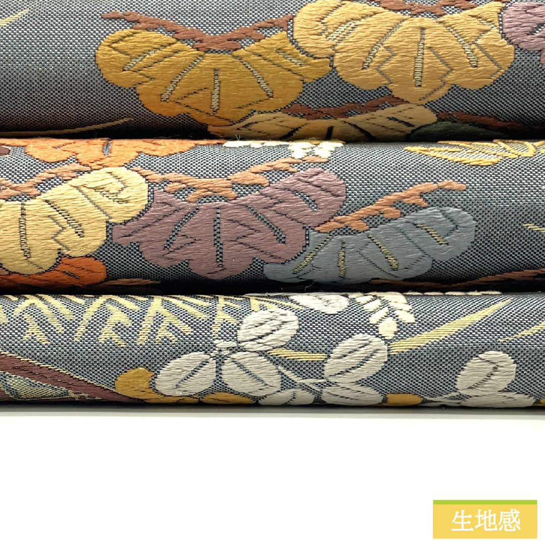 リサイクル着物】袋帯 正絹 Aランク 鉛色（なまりいろ） 西陣織 唐織