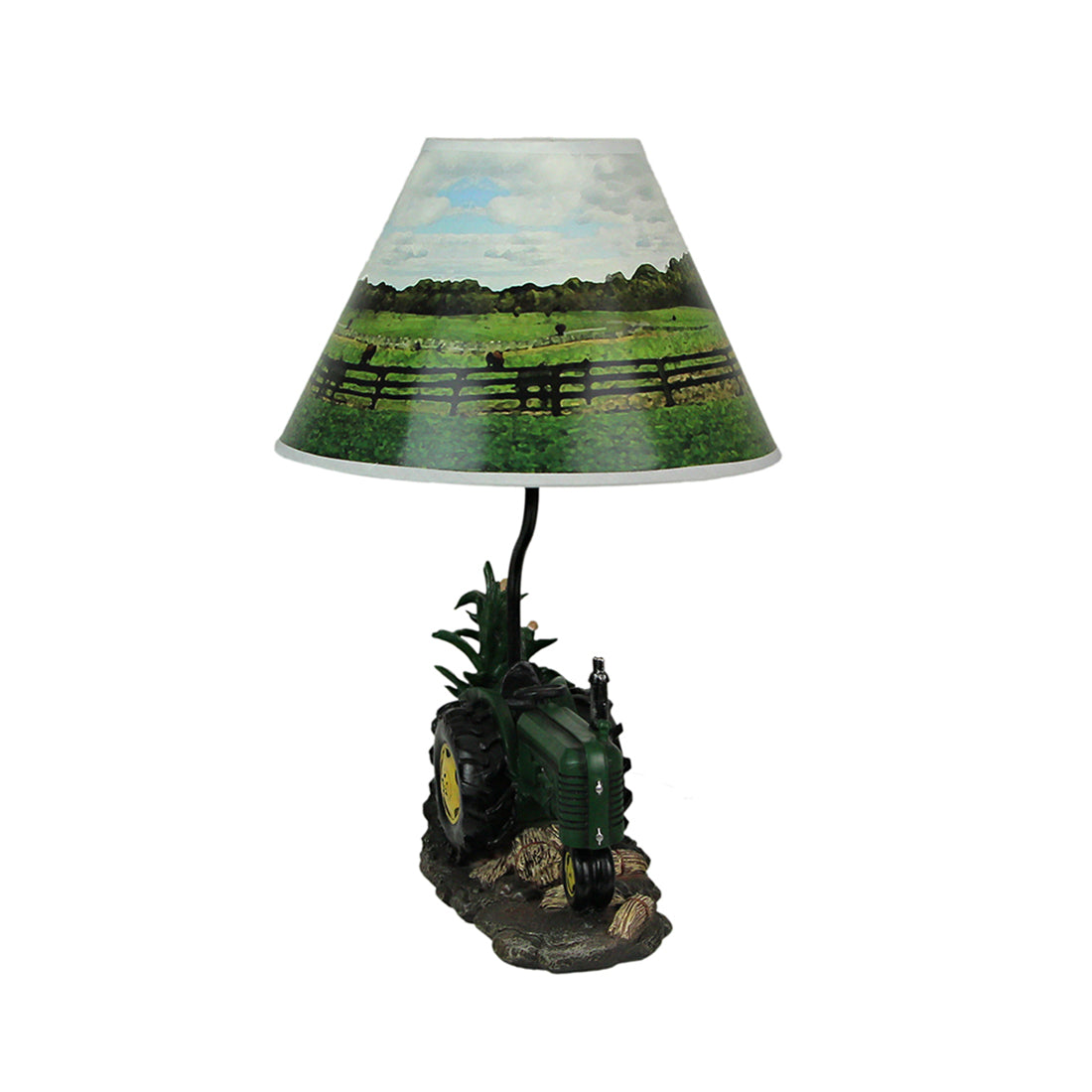19 Inch Vintage Green Farm Tractor Table Lamp Farmhouse Country