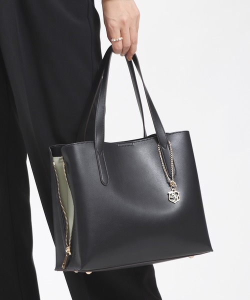 BASE トートバッグ サイドジップ バイカラートートバッグ (M