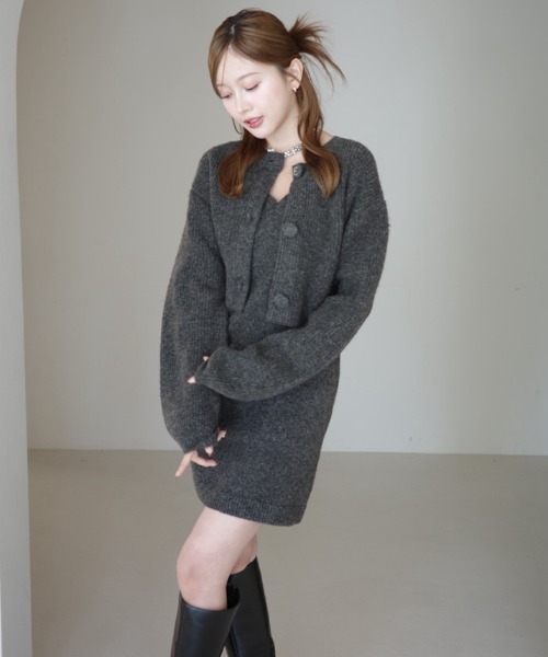 EIMY ISTOIRE（エイミーイストワール） ワンピース ロゴボタンニット