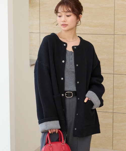 Gypsohila（ジプソフィア） ニットカーディガン FREE ネイビー