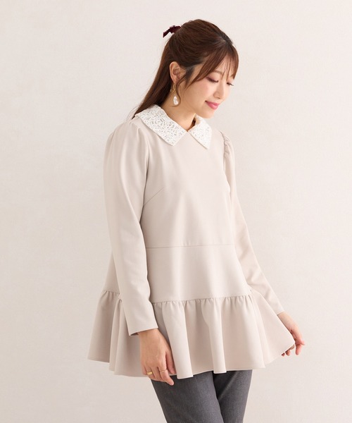 Rose Tiara（ローズティアラ） ブラウス シャツ 襟付きフリル切替