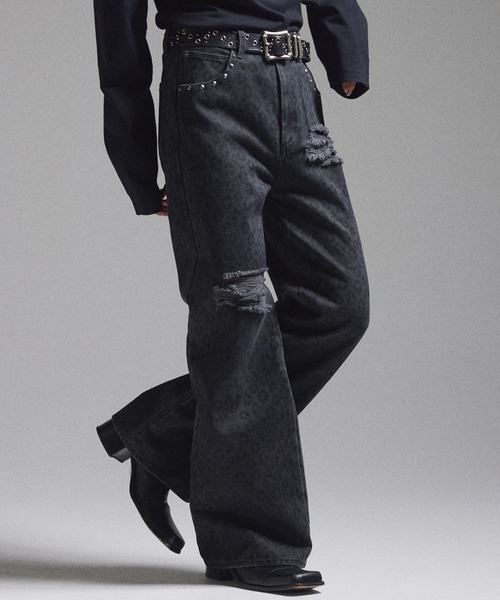 GRANCY パンツ 「GRANCY」Leopard Damage Flare Pants / レオパード