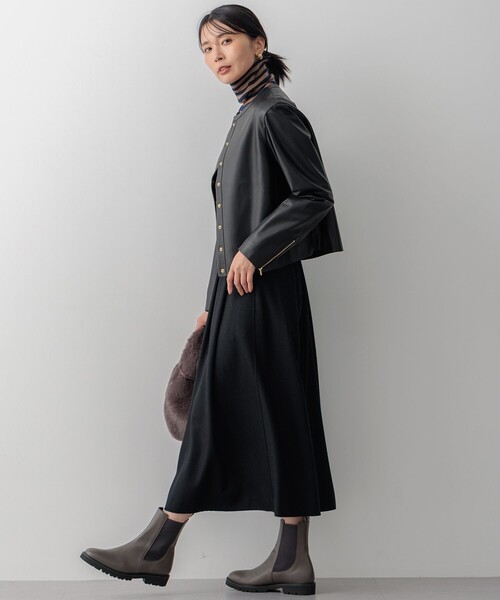 ジャケット ノーカラージャケット ラムレザー レディース : ZOZOTOWN