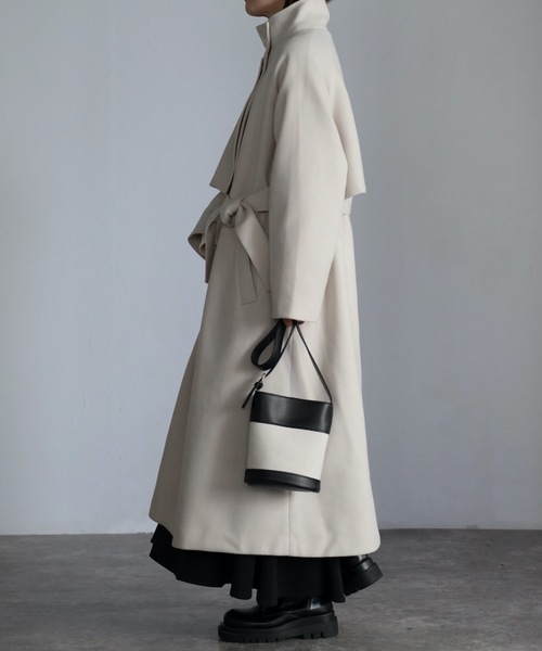 ap retro コート アウター スタンドカラーケープコート レディース