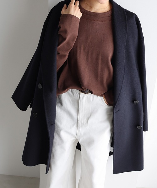 evernavy コート アウター ウールリバーダブルコート レディース