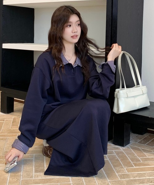 Diosfront セットアップ 異素材ドッキングスウェットセットアップ