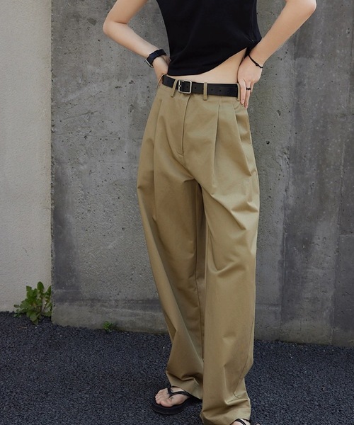 チノパン タック入りワイドチノパン レディース : ZOZOTOWN Yahoo!店