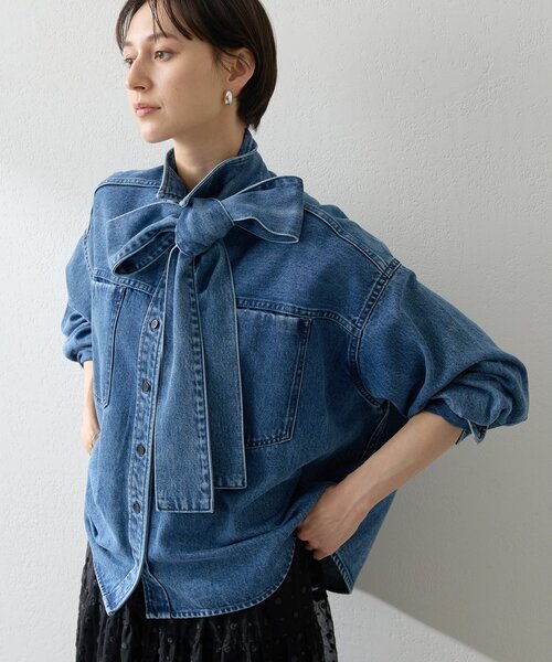 Whim Gazette（ウィム ガゼット） ブラウス シャツ デニムボウタイ