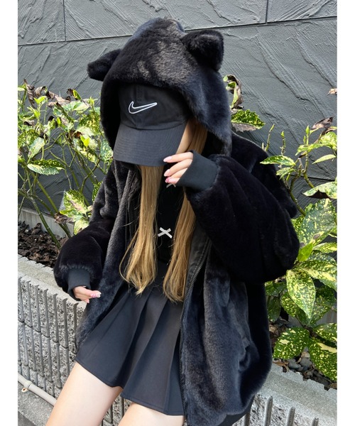 ブルゾン アウター 「大人気再販」キャットフェイクファーブルゾン