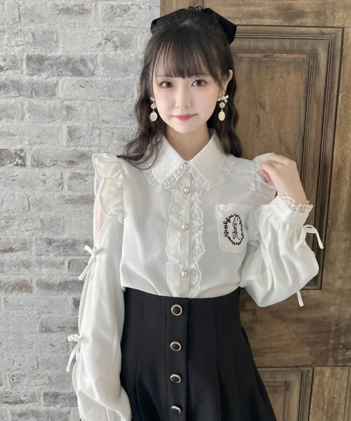 クチュールバイロジータ ブラウス シャツ ワンポイントレースフリル