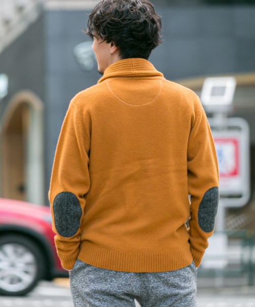 URBAN RESEARCH ROSSO MEN カーディガン エルボーパッチ付きショール