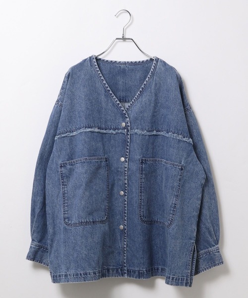 LEPSIM（レプシィム） ブラウス シャツ ノーカラーデニムシャツ 629900