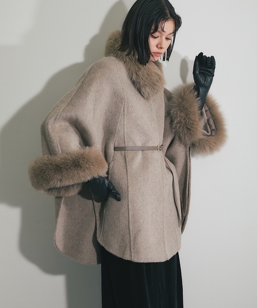 SMILE ORCHID（スマイルオーキッド） ポンチョ ウール混フォックス